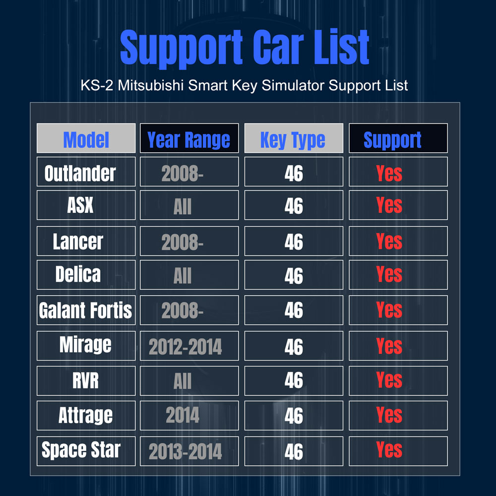 xtool-ks-2-mitsubishi-smart-key-simulator-support-cars-list