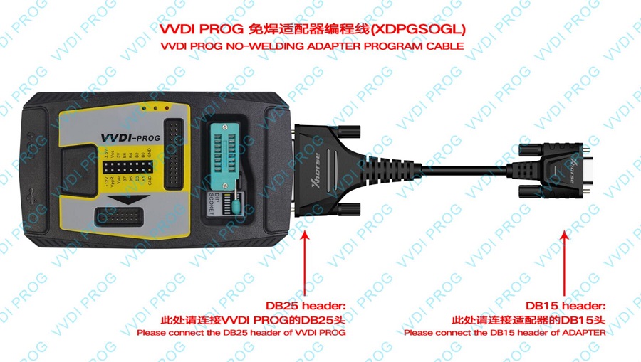  DB15-DB25 Cable + VVDI Prog+ CAS3 XDNP11 connection diagrams 1