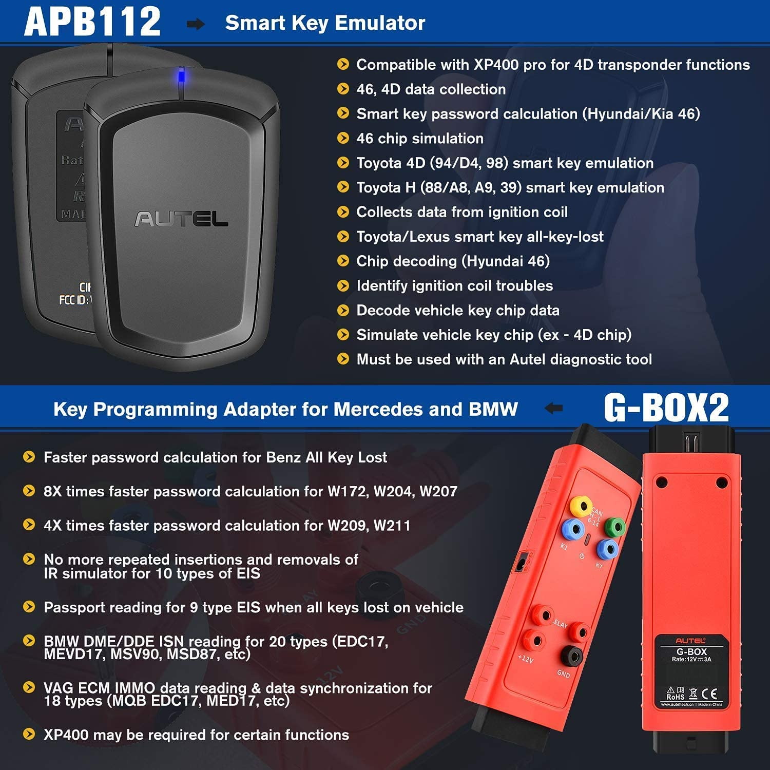 Autel IM508 II (Autel IM508S) Plus XP400 Pro with APB112 and G-BOX2