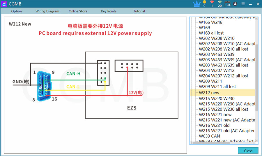 CGDI MB Read EIS Data Reading and Wiring Diagram: