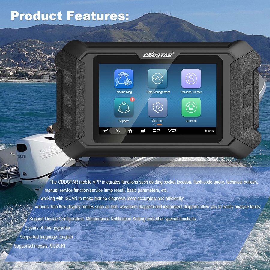 OBDSTAR iScan SUZUKI Marine Diagnostic Tablet Features