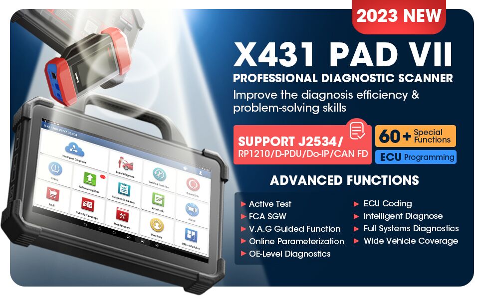 Launch X431 PAD VII Diagnostic Scanner Supports J2534