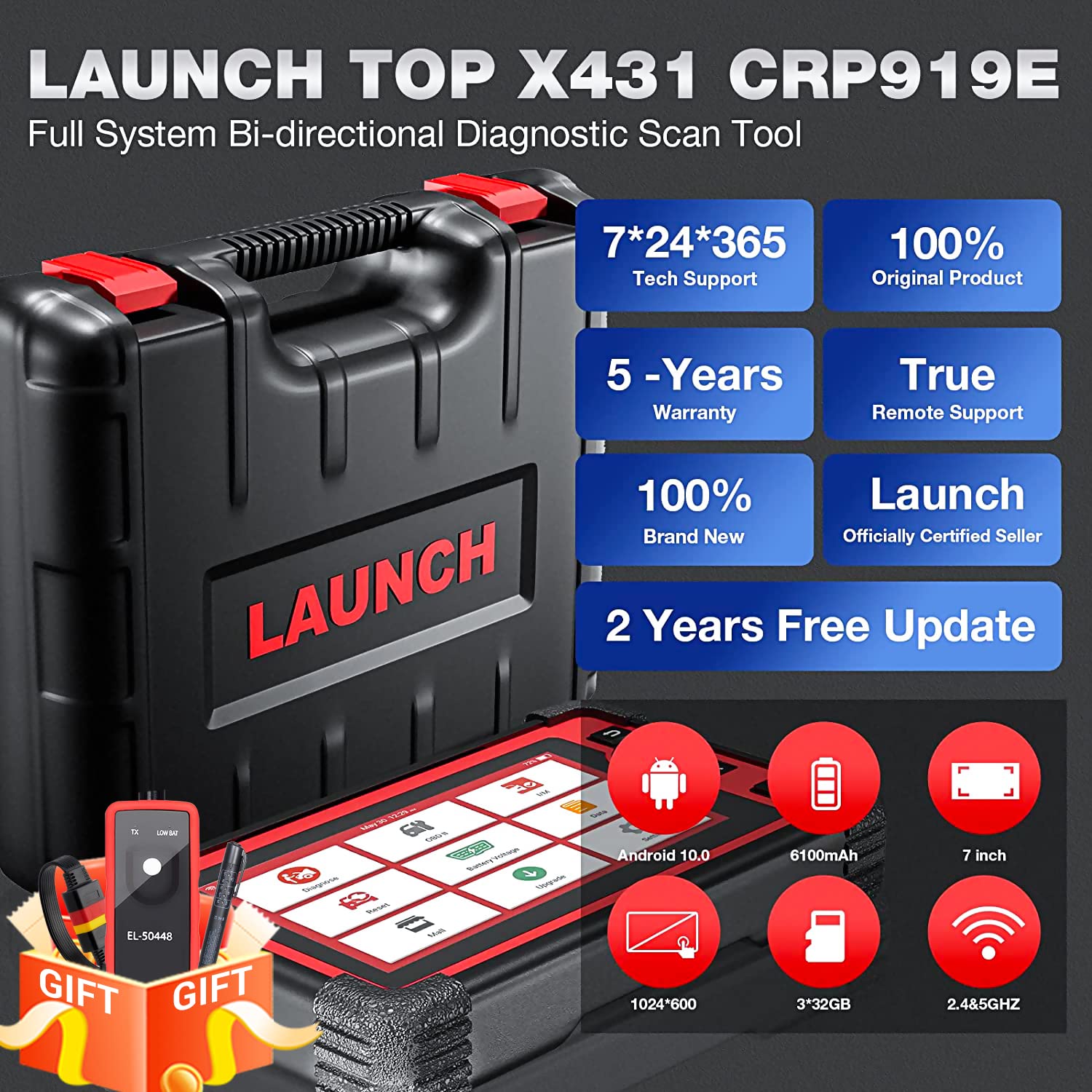 LAUNCH X431 PRO Elite [2024 New Model] Fully Functional Bidirectional  Scanner with CANFD&DOIP,ECU Coding,37+ Resets,Key Programming,FCA  AutoAuth,Full