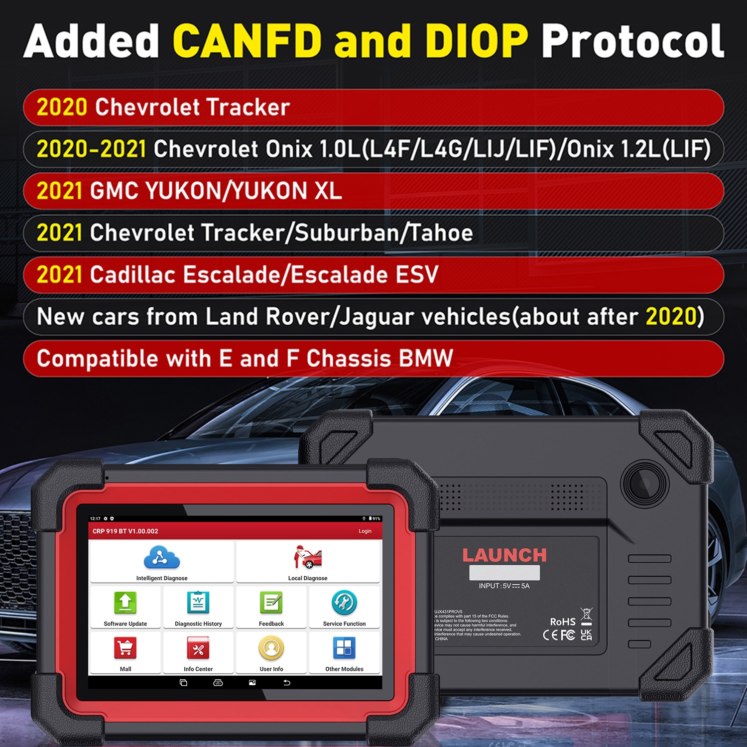 LAUNCH X431 CRP919E BT 31+ Resets functions supports CANFD and DIOP protocol