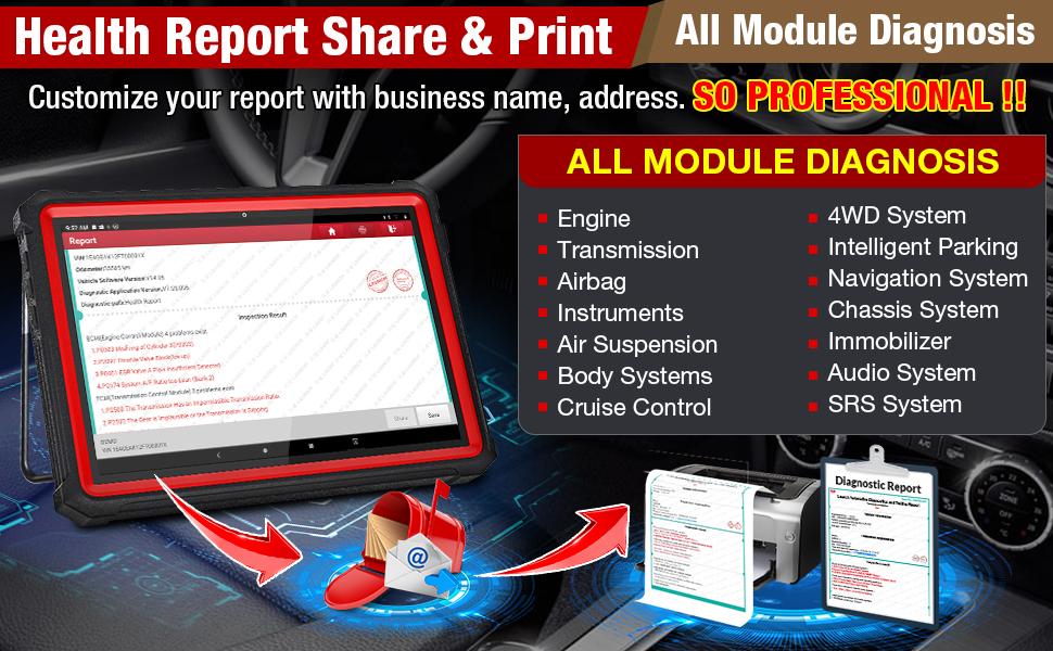Launch X431 PROS3+  Health Report Share & Print