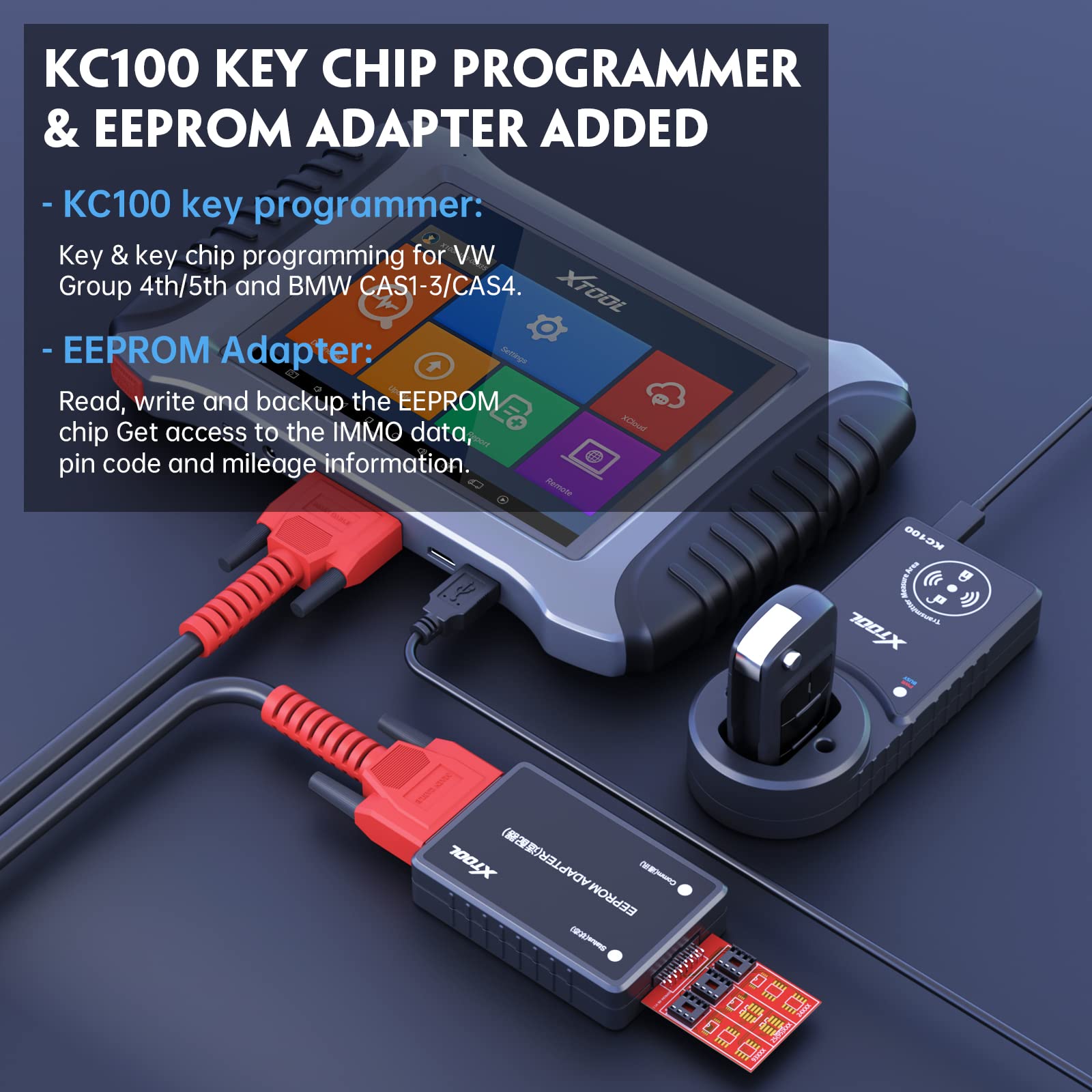 XTOOL X100 PAD Elite Professional Tablet Key Programmer With KC100&EEPROM  Adapter