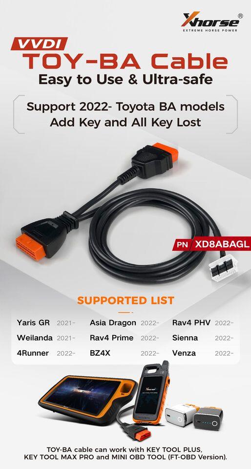 XHORSE KD8ABAGL Toyota BA Adapter And Cabel 