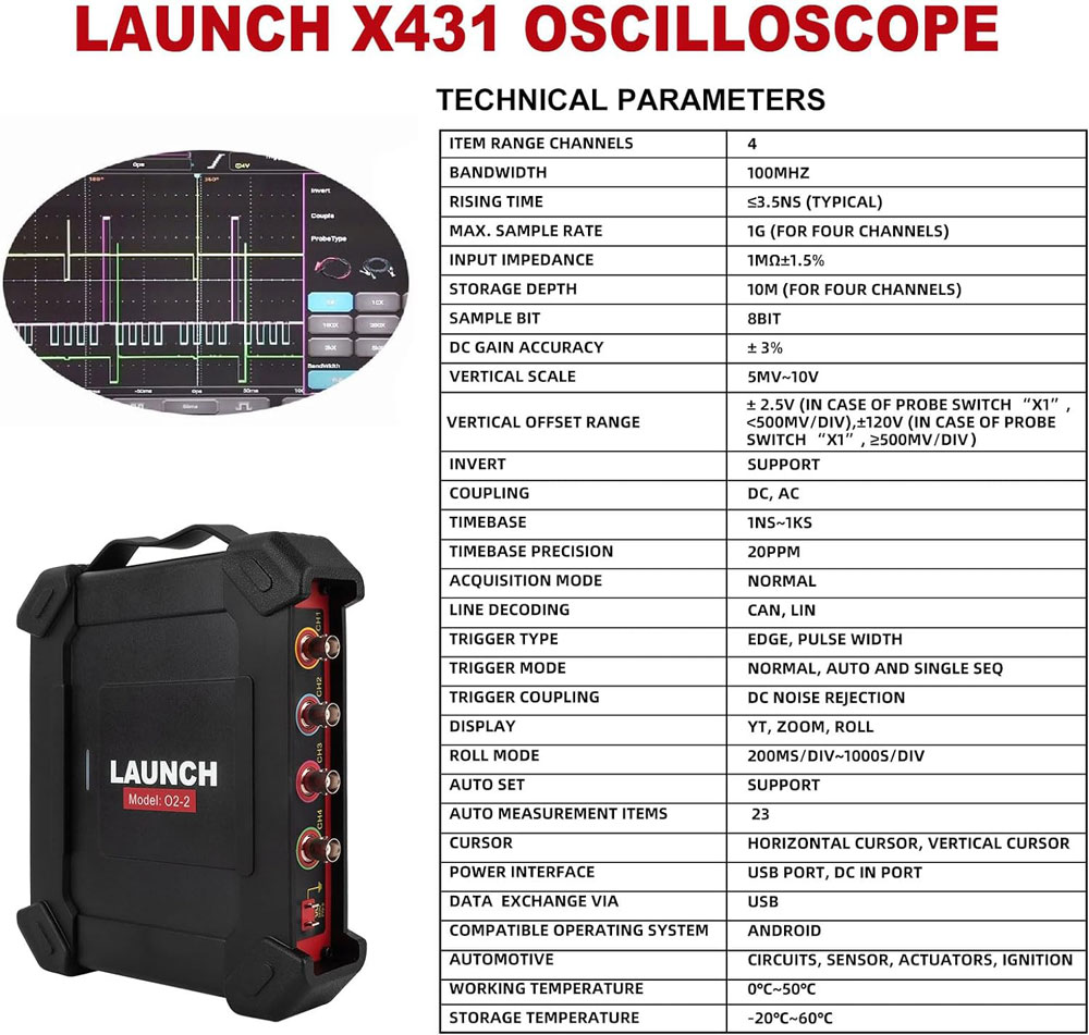 Launch O2-2 4 Channel Scope Box Specification