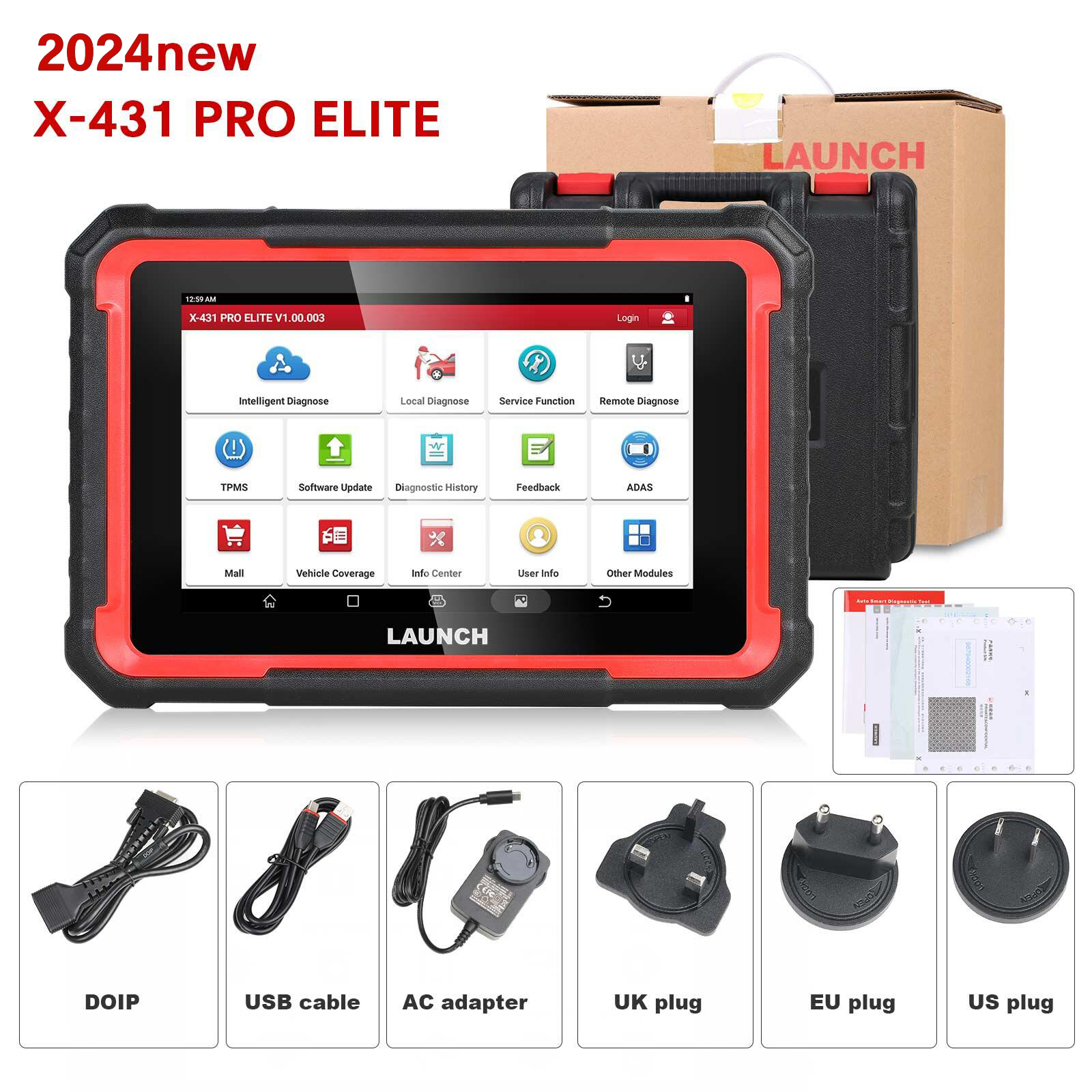 Launch X431 PRO ELITE Full System Scanner with CANFD DOIP FCA Autoauth  Support 37+ Resets