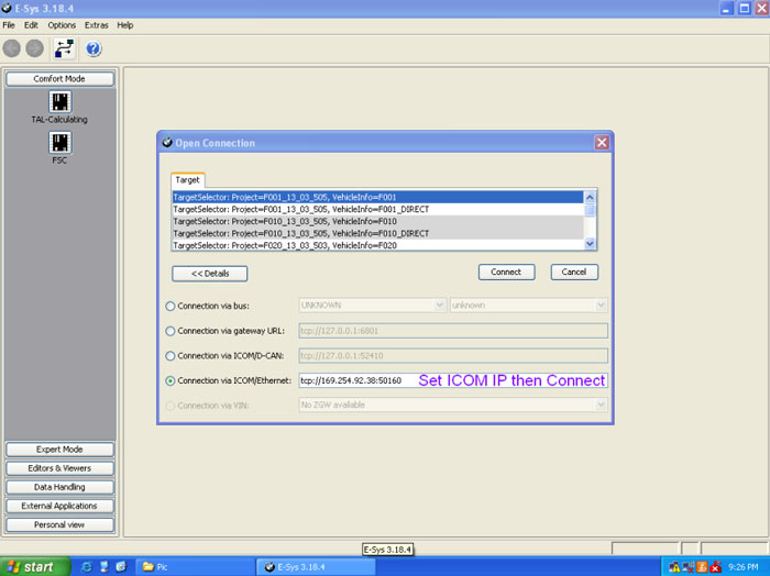 How to configure  IP for BMW ICOM A2+B+C Engineer Version 3